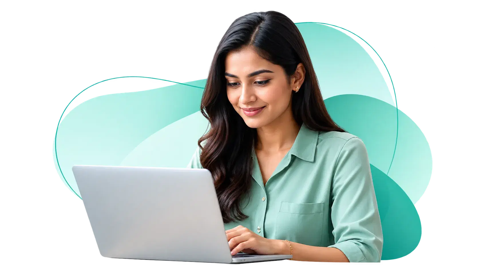 Woman working on a laptop